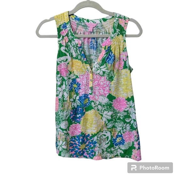 LILLY PULITZER ESSIE HIBISCUS STROLL TANK TOP S - Picture 1 of 9